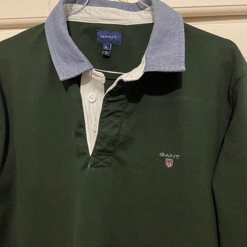 Gant heavy rugger long sleeve polo shirt XL, like new, dark green