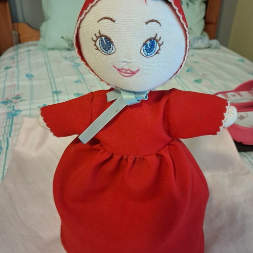Cloth doll Little Red Riding Hood handmade, like new, 30cm
