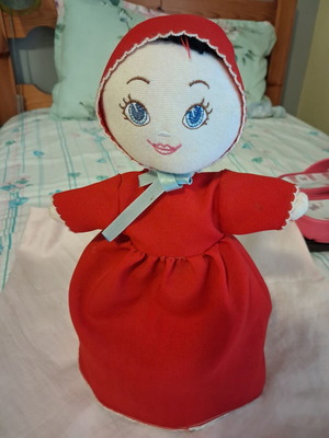 Cloth doll Little Red Riding Hood handmade, like new, 30cm