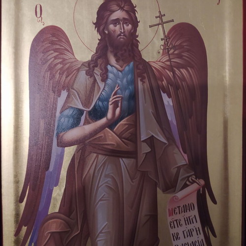 Saint John the Baptist icon new with 24K gold leaf on linden wood