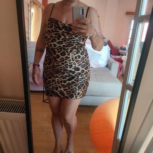 Leopard mini dress one size, like new, black and beige
