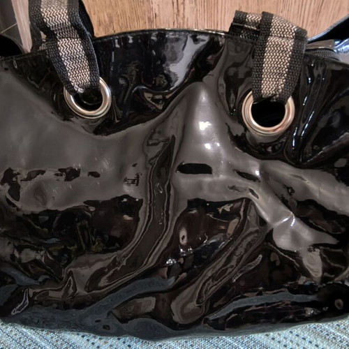 Large black patent leather weekend bag new
