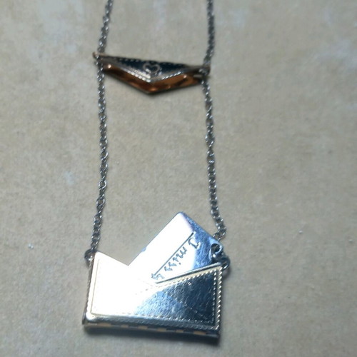 Silver Rose Gold Italian Necklace Two-Tone with Envelope Pendant