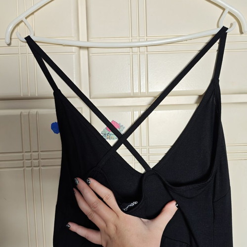 Maxi black dress with slit and crisscross straps, like new, size M