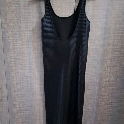 Midi pencil dress Zara elastic leather like new, black with open back