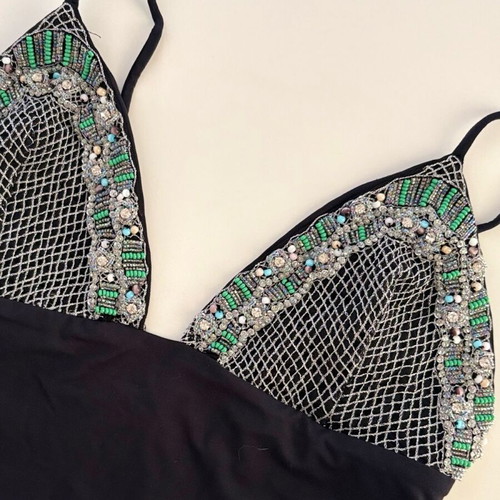 Vanda Catucci bodysuit like new, black with decorative stones
