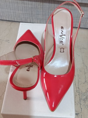 Envie Shoes slingback pumps, coral patent leather, size 39