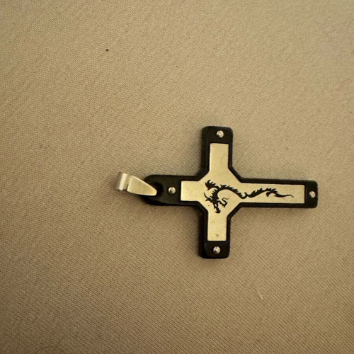 Cross Dragon pendant industrial style metal and rubber like new