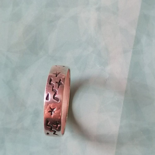 Men's 925 Silver Ring Wedding Band with Embossed Symbols new