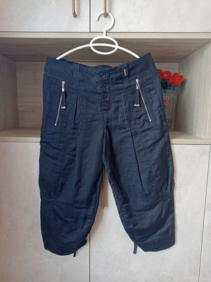High Dark Blue Linen Pants for Women, Size S, Like New