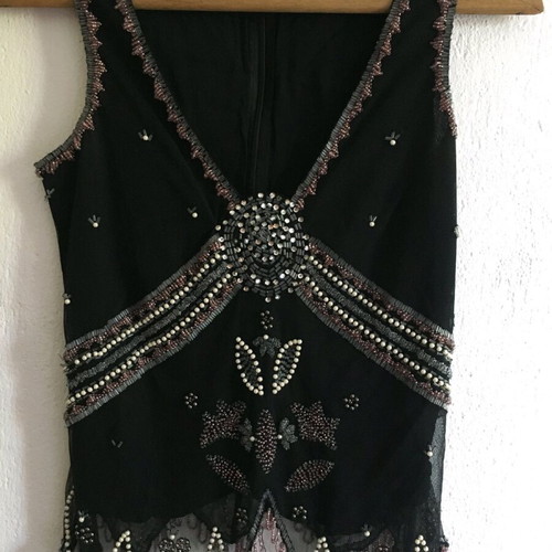 French Connection beaded top like new, black, size XS