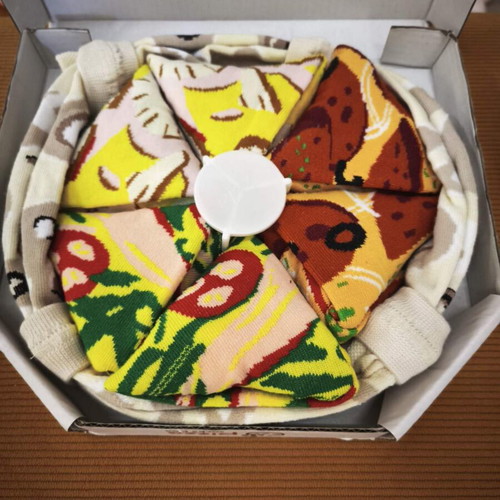 Pizza socks box new, multicolor