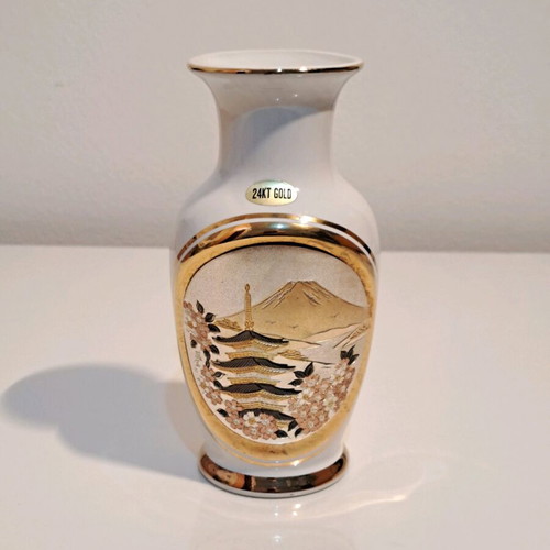 The Art of Chokin Decorative Vase 15cm 24K Gold Japan like new