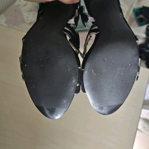 Zara black suede leather sandals 12cm heels new with gold details
