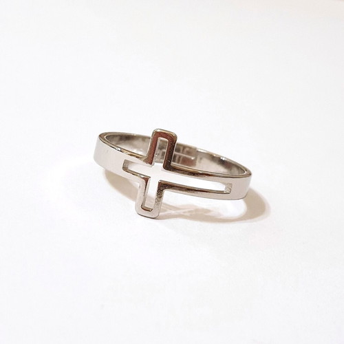 Cross ring openable from steel silver color new