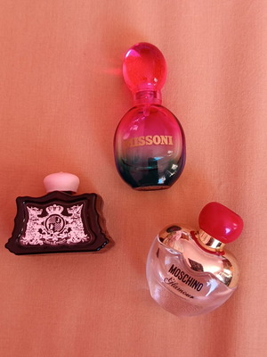 Moschino Glamour, Juicy Couture, Missoni άδεια μπουκαλάκια-μινιατούρες αρώματος, πακέτο 3