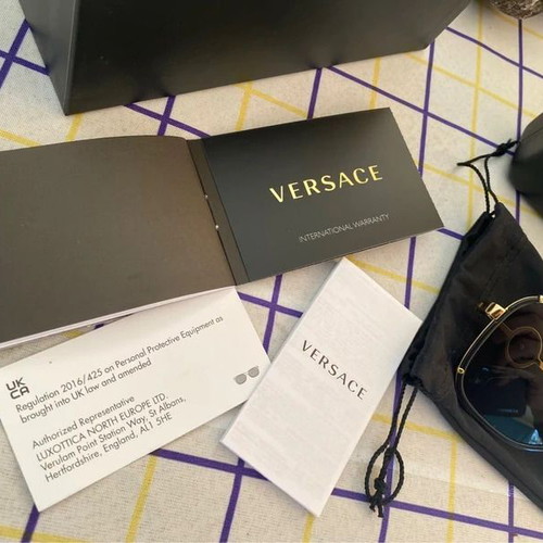 Versace VE 2233 Unisex Sunglasses new, black gold aviator
