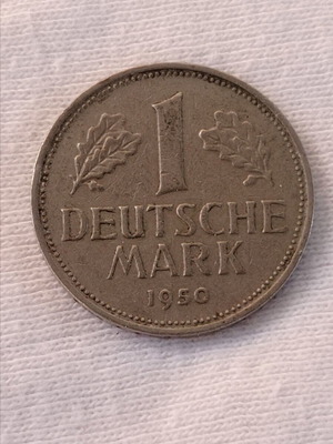 1 Deutsche Mark coin used, 1950, West Germany