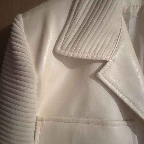 A-Style white faux leather jacket, slim fit