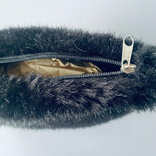 Fur handbag like new, black eco-friendly