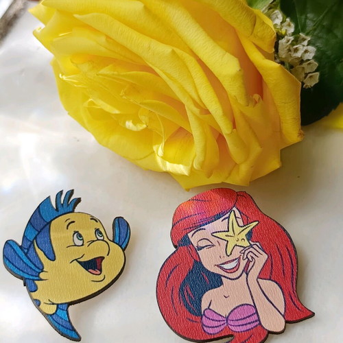 Ariel and Bubble Earrings new, wooden multicolor