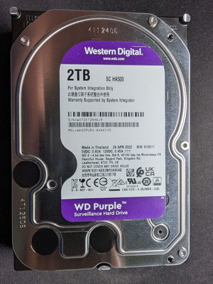 WD Purple 2TB σκληρός δίσκος παρακολούθησης σαν καινούργιο, WD20PURX