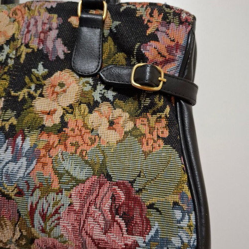 Floral Tapestry Tote Handbag used, multicolor, 33x22x10cm
