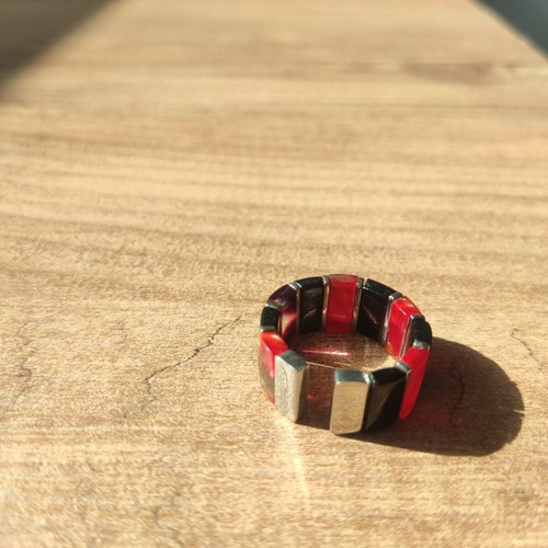 Statement ring with geometric design, metal base, like new
