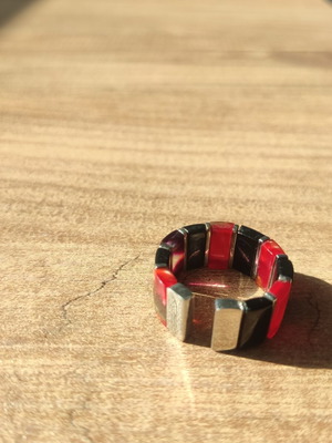 Statement ring with geometric design, metal base, like new