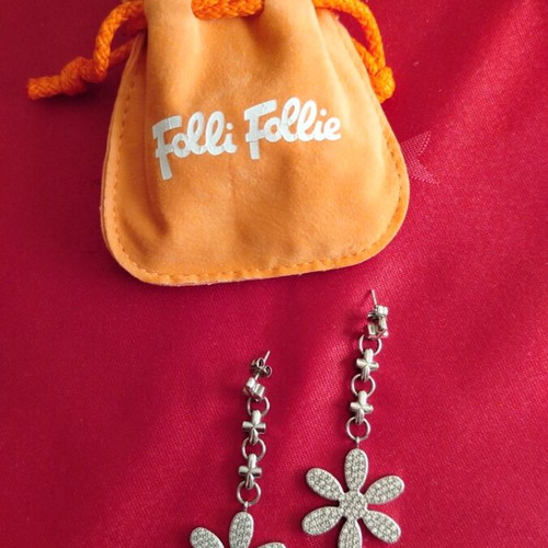Folli Follie stainless steel dangling earrings like new, silver