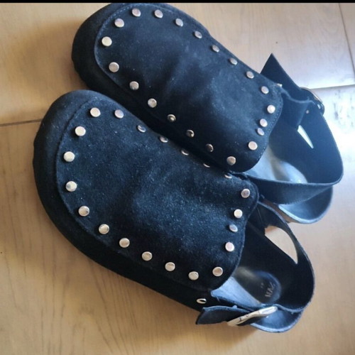 Zara black leather sabots size 41 like new with studs