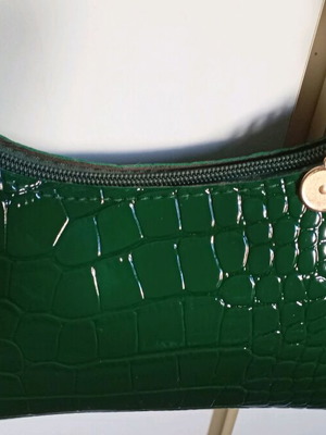 Shoulder bag green faux leather with crocodile effect new