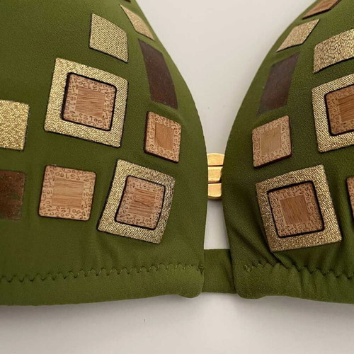 Luna triangle bikini top green-olive new