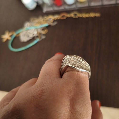 Silver ring 21mm with zircon, like new
