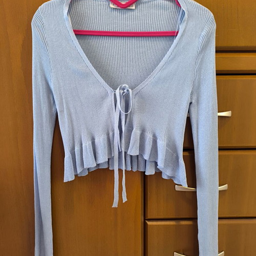 Stradivarius cardigan new, blue with glitter, size XS
