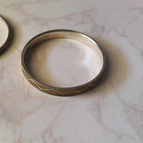 Vintage ethnic bracelet set used, 5 pieces Kuchi boho bangles