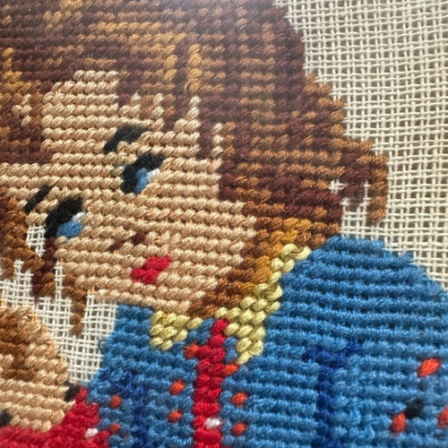 Frames with handmade gobelin embroidery used, set of 2, retro