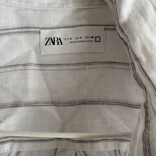 Zara linen striped shirt like new, size S, white