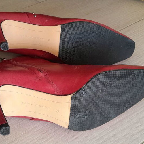 Zara leather ankle boots used, size 38, burgundy