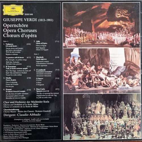 Verdi La Scala Abbado Opera Choruses CD used, classical