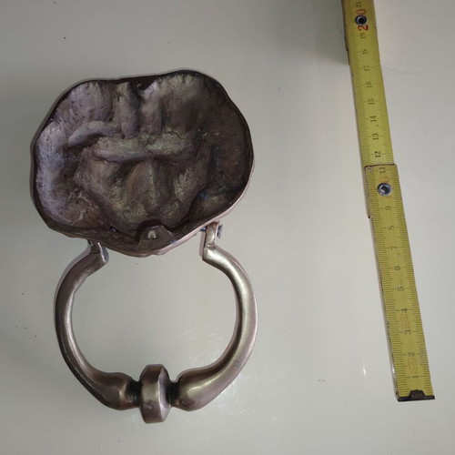 Lion door handle bronze old from old shop