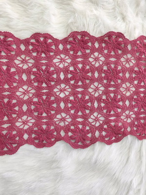 Handmade crochet table runner new in fuchsia-bordeaux color
