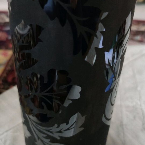 Porcelain vase new black with matte and glossy flowers