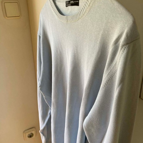 Zara men's long-sleeve thin turquoise pullover sweater used
