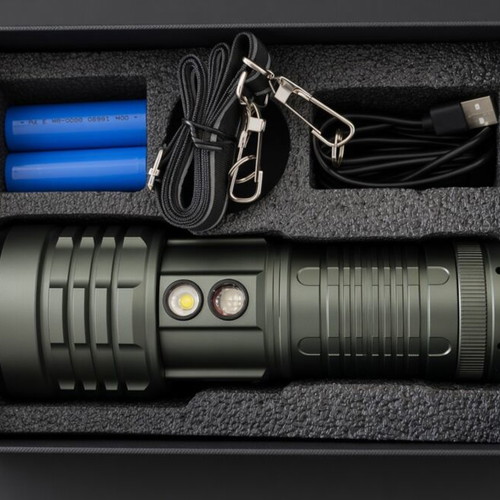 TD-G421 Rechargeable LED Flashlight with Zoom and 5 Side Light Colors
