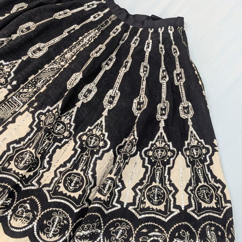 Anitsa Paris Vintage Sequin Cotton Midi Skirt like new, black and beige