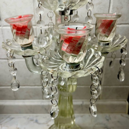 Five-light candlestick like new, glass