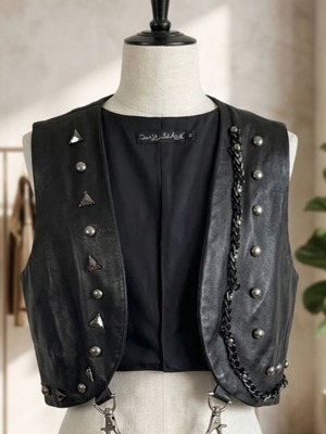 Joan Black Genuine Sheep Leather Vest Size M new, black