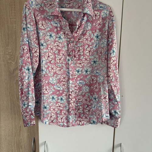 Zara large satin floral pink shirt