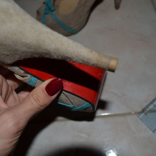 Stiletto sandals used, beige and turquoise, size 36, 10 cm heel